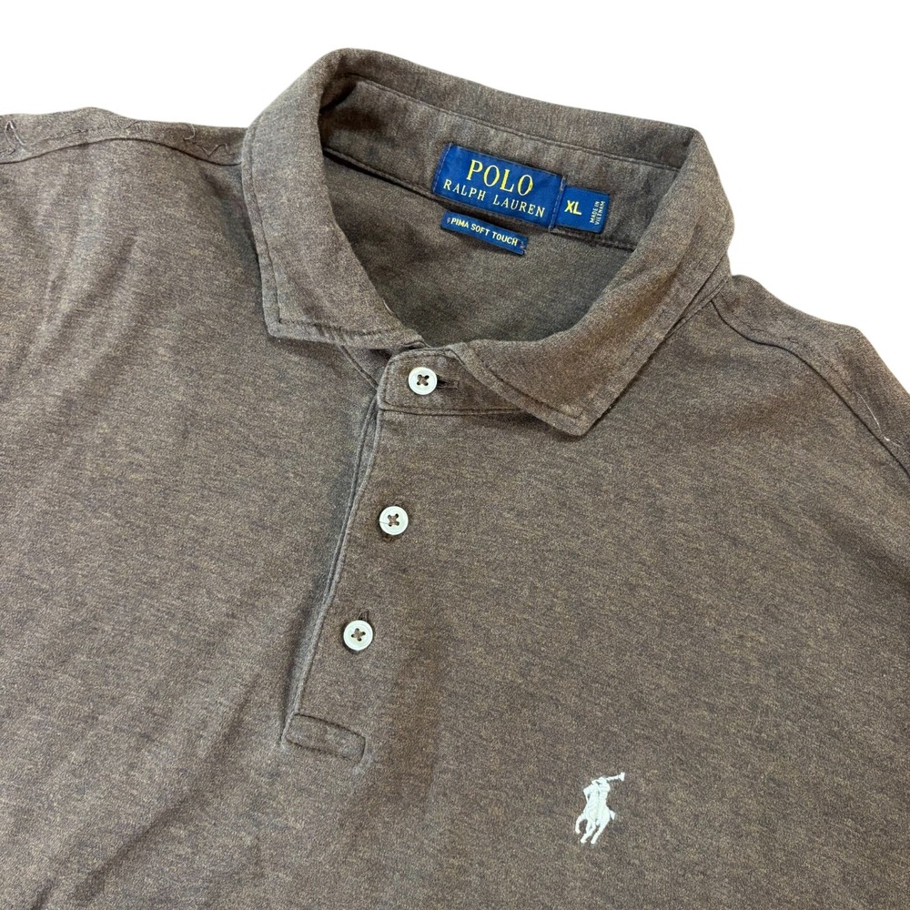 POLO RALPH LAUREN Polo Shirt Mens XL Brown Pima Soft Touch Classic Fit